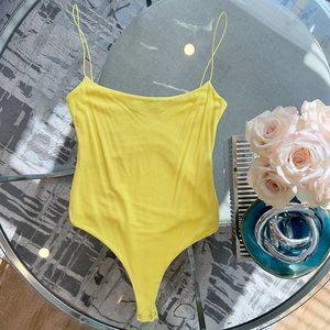 Naked Wardrobe Fine Lines Bodysuit - Yellow Size L